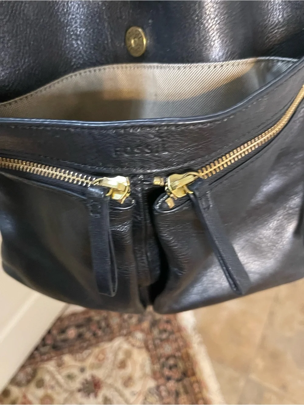 Fossil Black Leather Tess Laptop Backpack